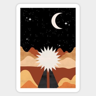 Road tripping at night - psychedelic landscape art illustration Sticker